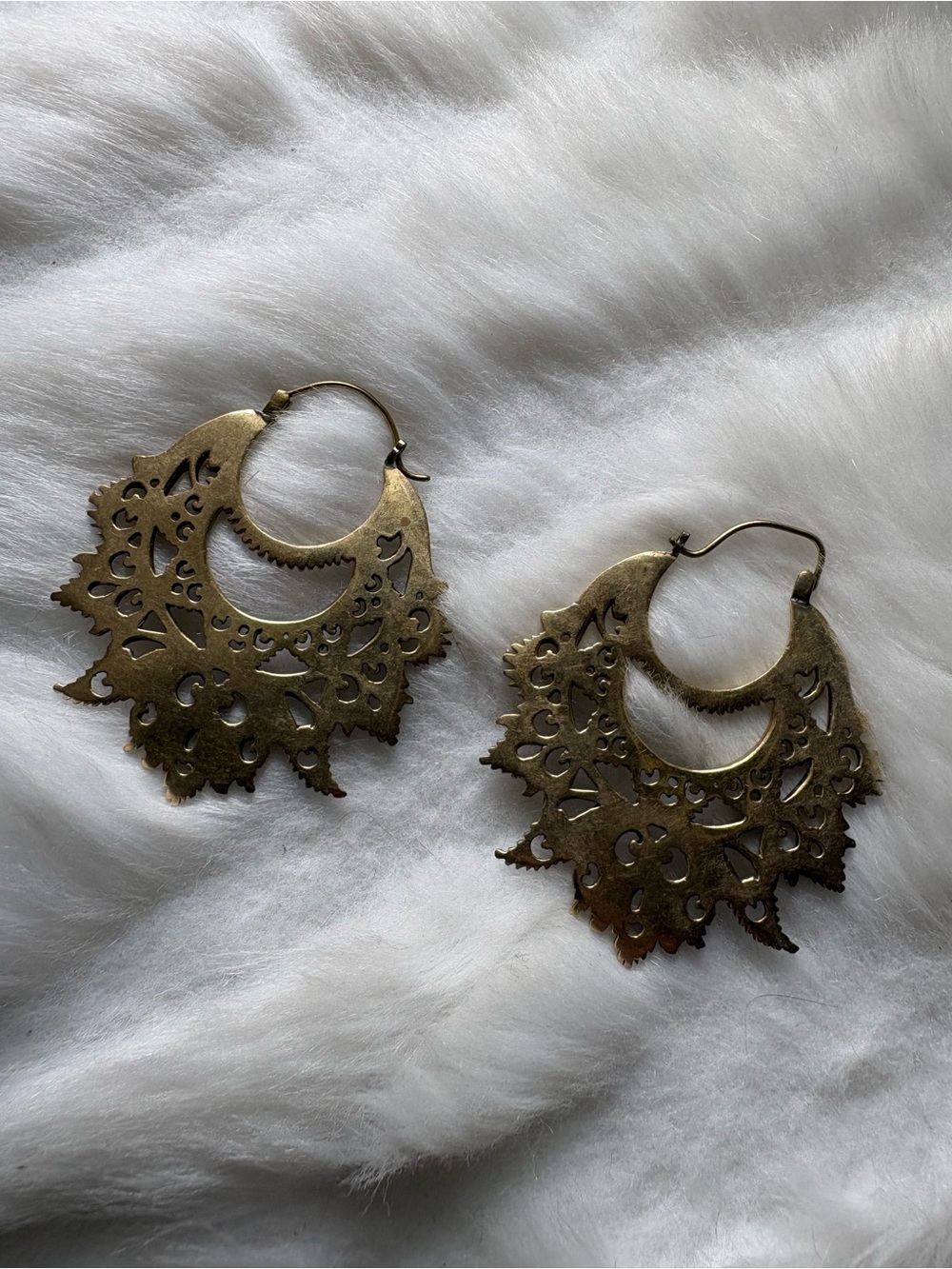 Ask & Embla Filigree Brass Hoop Earrings - Picture 3 of 4